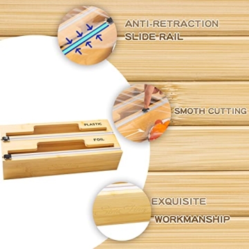 Bamboo Foil and Plastic Wrap Organizer for Kitchen