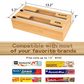 Bamboo Foil and Plastic Wrap Organizer for Kitchen