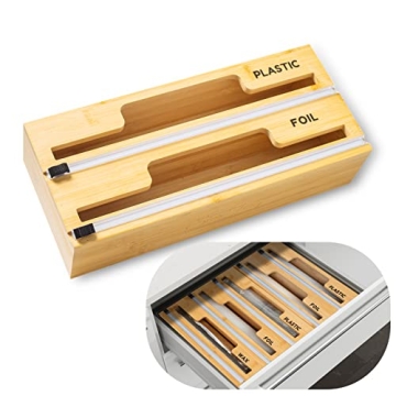 Bamboo Foil and Plastic Wrap Organizer for Kitchen