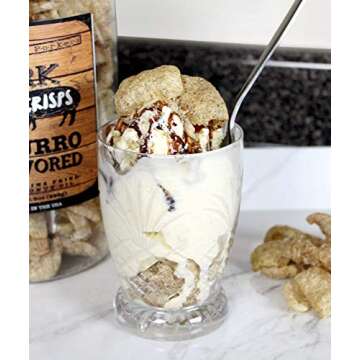 Keto-Friendly Churro Pork Rinds (Cinnamon Churro, 8 Ounces); Pork Crisps Fried in Coconut Oil, Zero Carb Snack