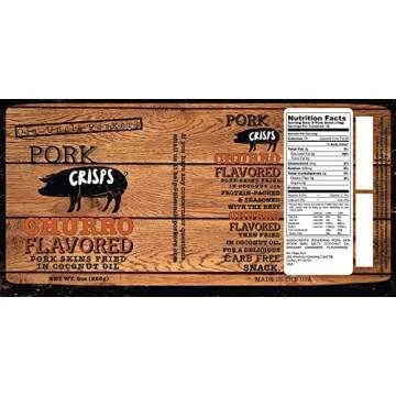 Keto-Friendly Churro Pork Rinds (Cinnamon Churro, 8 Ounces); Pork Crisps Fried in Coconut Oil, Zero Carb Snack