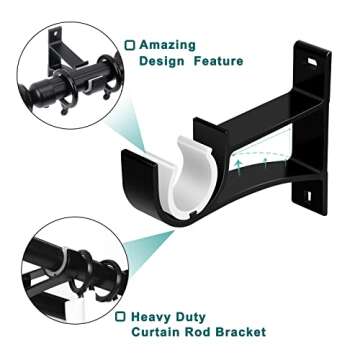 Heavy Duty 6 Pack Curtain Rod Brackets for Stylish Windows