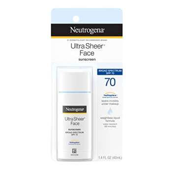 Neutrogena Ultra Sheer Liquid Daily Facial Sunscreen with Broad Spectrum SPF 70, Non-Comedogenic, Oil-Free & PABA-Free Weightless UVA/UVB Sun Protection, 1.4 fl. oz