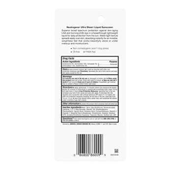 Neutrogena Ultra Sheer Liquid Daily Facial Sunscreen with Broad Spectrum SPF 70, Non-Comedogenic, Oil-Free & PABA-Free Weightless UVA/UVB Sun Protection, 1.4 fl. oz