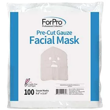 ForPro Professional Collection Precut Gauze Facial Mask, 100% Cotton Gauze, for High Frequency Facial Treatments and Masks, 100-Count