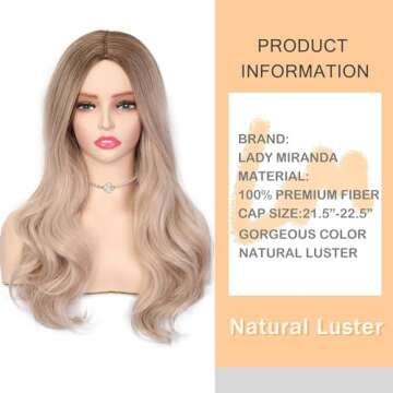 LADY MIRANDA Blonde Wigs for White Women Brown to Ash Blonde Natural Looking High Density Heat Resis...