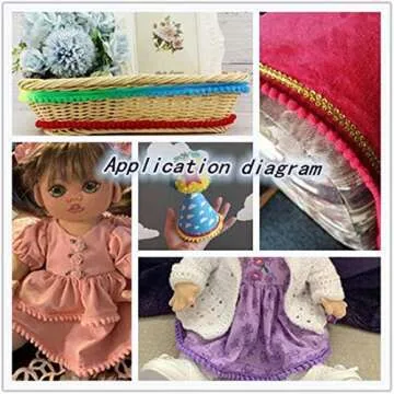 IDONGCAI Mini Pom Poms Trim Ribbon Pom Pom Ball Fringe Trim Tassel Sewing Trim for Home Curtain Clothes Pillow Decoration(Multicolor)