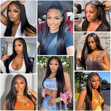 Lace Front Wigs Human Hair Straight 13x4 HD Lace Frontal Human Hair Wig Pre Plucked 180% Density Brazilian Virgin Human Hair Wigs with Baby Hair for Black Women Natural Color (22 Inch)