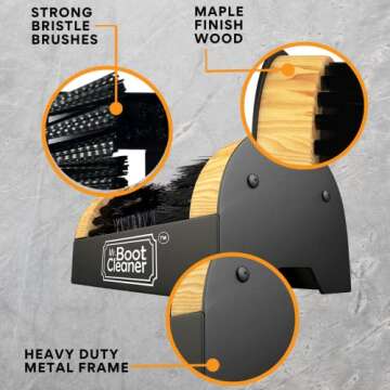 Heavy Duty Wooden Shoe Brush Cleaner Outdoor Floor Mount or Portable, Commercial Boot Scraper/Scrubber with Hardware