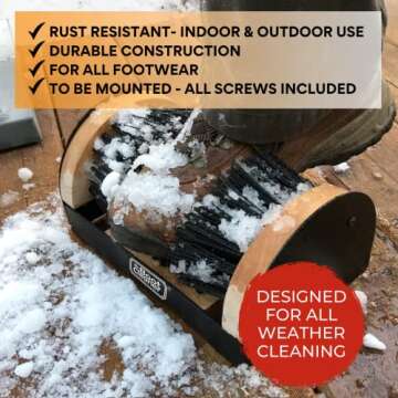 Heavy Duty Wooden Shoe Brush Cleaner Outdoor Floor Mount or Portable, Commercial Boot Scraper/Scrubber with Hardware