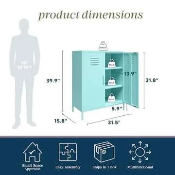 Stylish Novogratz Mint Metal Locker Storage Cabinet