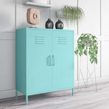 Stylish Novogratz Mint Metal Locker Storage Cabinet