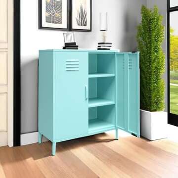 Stylish Novogratz Mint Metal Locker Storage Cabinet