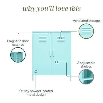 Stylish Novogratz Mint Metal Locker Storage Cabinet