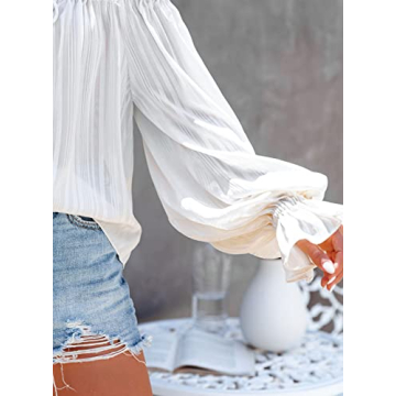 Asvivid Women's Trendy Off The Shoulder Chiffon Blouse