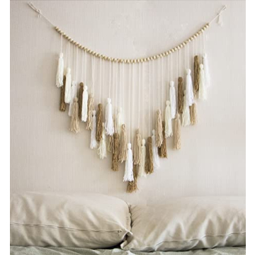 Handmade Macrame Wall Hanging Bohemian Decor Cream Beige