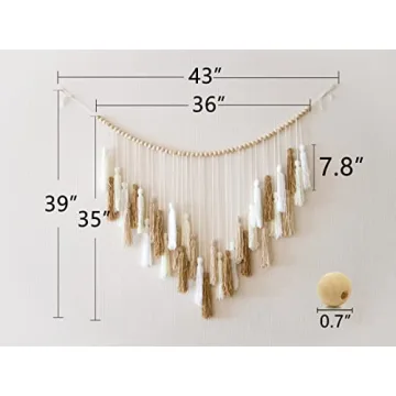 Handmade Macrame Wall Hanging Bohemian Decor Cream Beige