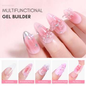 Makartt Solid Builder Nail Gel: 15ML 4 in 1 Nail Extension Gel UV Nail Glue for Acrylic Nails Rhinestones Gel 3D Nail Sculpture Gel 3D Molding Gel Hard Gel for Nails UV/LED Nail Lamp Required Clear