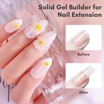 Makartt Solid Builder Nail Gel: 15ML 4 in 1 Nail Extension Gel UV Nail Glue for Acrylic Nails Rhinestones Gel 3D Nail Sculpture Gel 3D Molding Gel Hard Gel for Nails UV/LED Nail Lamp Required Clear