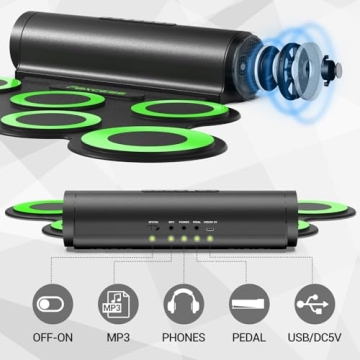 Paxcess Electric Drum Set - 7-Pad Practice Kit