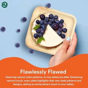 ECO SOUL 100 Count Square Palm Leaf Plates of 6 Inch - Disposable, Eco-Friendly, Biodegradable Bamboo Plates - Perfect for Parties, Catering, Weddings & Large Events