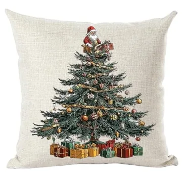 Ramirar Retro Green Pine Tree Christmas Pillow Cover