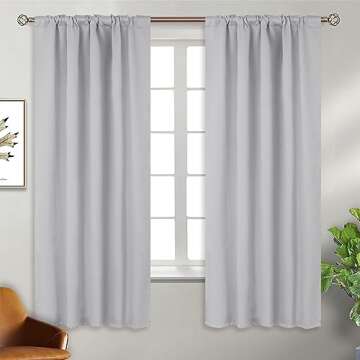 BGment Light Grey Blackout Curtains for Bedroom - Thermal Insulated Room Darkening Rod Pocket and Back Tab Window Curtains for Living Room, 2 Window Curtain Panels, 42 x 63 Inch