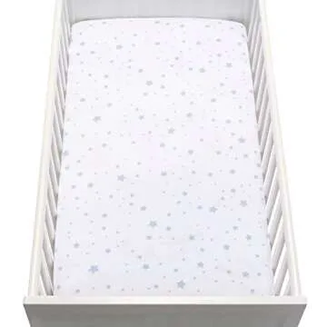 Newton Baby Organic Fitted Crib Sheets (2-Pack) - Ultra Breathable and Soft, 100% Organic Muslin Cotton, Stardust in Moonstone Mist & Solid White, Fits Standard Cribs