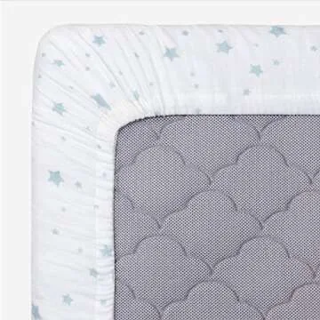 Newton Baby Organic Fitted Crib Sheets (2-Pack) - Ultra Breathable and Soft, 100% Organic Muslin Cotton, Stardust in Moonstone Mist & Solid White, Fits Standard Cribs