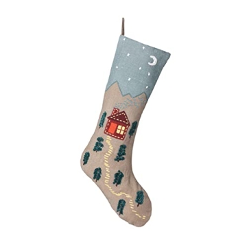 Park Hill Collection XXO20867 Cabin Cozy Appliqued Linen Stocking - 22-inch