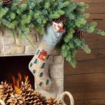Cozy Appliqued Linen Stocking - Park Hill Collection