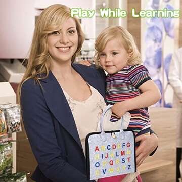 Busy Board for Toddlers 1-6, Montessori Sensory Toy for Develop Basic Skills, Dress and Alphabet Spell Cognition Latch Buckle Learning Games, Great Airplane and Carseat Travel Gift for Boys and Girls