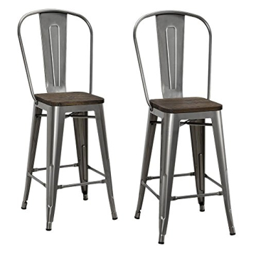 Stylish DHP Luxor Counter Stool with Wood Seat and Backrest - Ideal for Home and Cafe