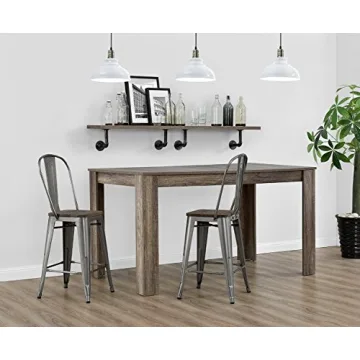 DHP Luxor Counter Stool with Wood Seat and Backrest