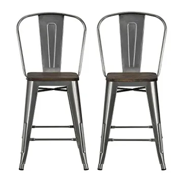 DHP Luxor Counter Stool with Wood Seat and Backrest
