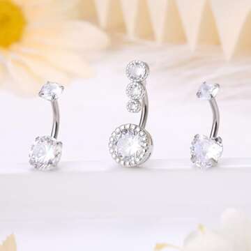 Elegant Zankulas Surgical Steel Belly Button Rings with Butterfly Elements