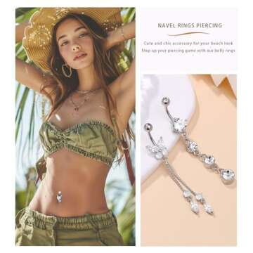 Zankulas Hypoallergenic Belly Button Rings with Butterfly Designs