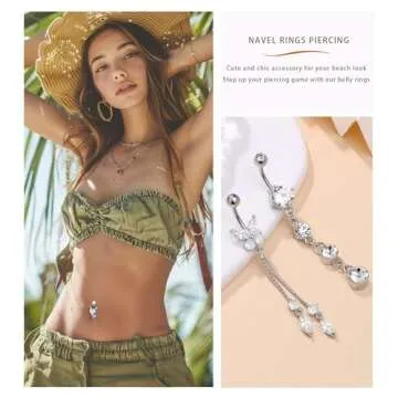 Zankulas Hypoallergenic Belly Button Rings with Butterfly Designs