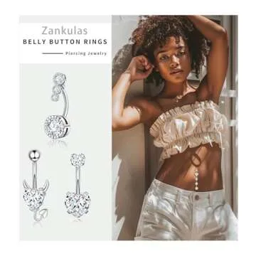 Zankulas Hypoallergenic Belly Button Rings with Butterfly Designs