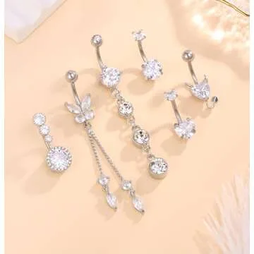Zankulas Hypoallergenic Belly Button Rings with Butterfly Designs