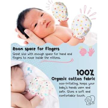 RATIVE Newborn Baby Cotton Gloves Sleep Sleeping No Scratch Mitten Mittens Mitts Set for 0-3 0-6 Months Boy Boys Girl Girls (6 Pairs/MB-67)