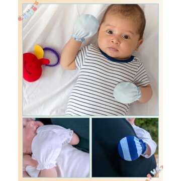 RATIVE Newborn Baby Cotton Gloves Sleep Sleeping No Scratch Mitten Mittens Mitts Set for 0-3 0-6 Months Boy Boys Girl Girls (6 Pairs/MB-67)