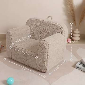MOMCAYWEX Kids Snuggly-Soft Sherpa Chair, Cuddly Toddler Foam Chair for Boys and Girls, Light Grey