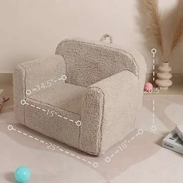 MOMCAYWEX Kids Snuggly-Soft Sherpa Chair, Cuddly Toddler Foam Chair for Boys and Girls, Light Grey