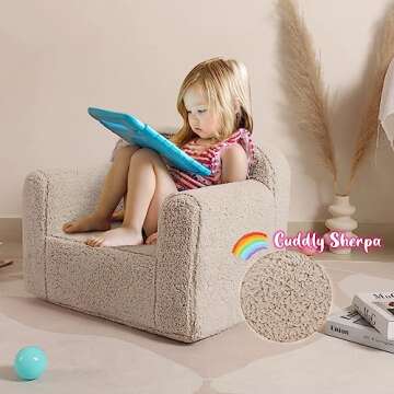 MOMCAYWEX Kids Snuggly-Soft Sherpa Chair, Cuddly Toddler Foam Chair for Boys and Girls, Light Grey