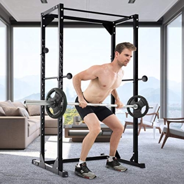Goplus Heavy Duty Adjustable Power Rack for Home Gym
