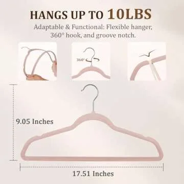 Premium Velvet Hangers 60 Pack, Heavy Duty Study Pink Hangers for Coats, Pants - Non Slip Clothes Hanger Set - Space Saving Felt Hangers for Clothing