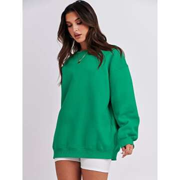 ANRABESS Sweatshirt for Women Oversized Crewneck Hoodies Fleece Casual Pullover Top Fall Fashion Outfits Clothes 2025 A1019 grass Small