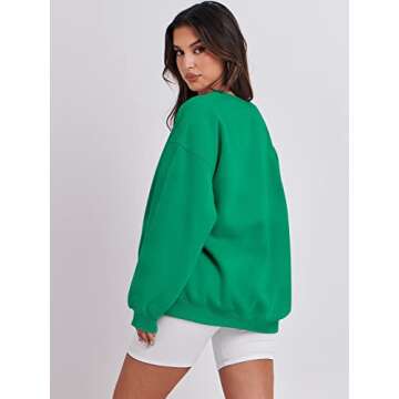 ANRABESS Sweatshirt for Women Oversized Crewneck Hoodies Fleece Casual Pullover Top Fall Fashion Outfits Clothes 2025 A1019 grass Small