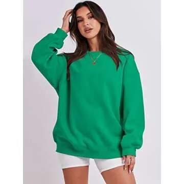 ANRABESS Sweatshirt for Women Oversized Crewneck Hoodies Fleece Casual Pullover Top Fall Fashion Outfits Clothes 2025 A1019 grass Small